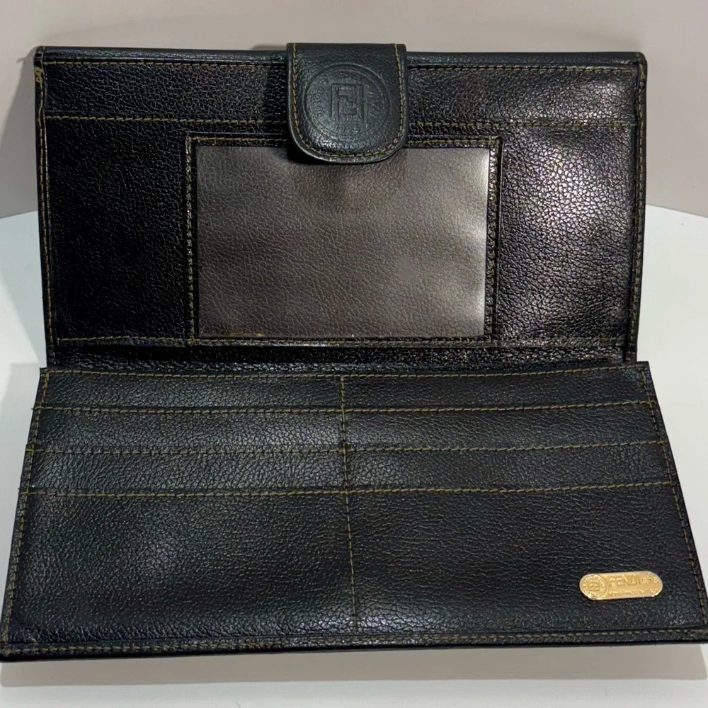 Vintage Fendi Zucca Monogram FF Logo Wallet with COA
